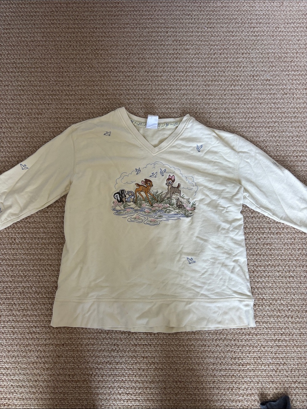Disney Cream V‑Neck Bambi & Woodland Friends Sweatshirt